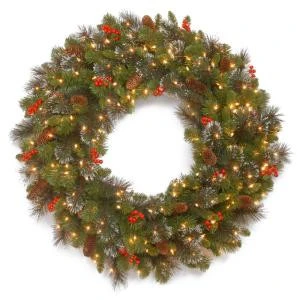 National Tree Company Crestwood Spruce 30 in. Artificial Wreath with Battery Operated Warm White LED Lights-CW7-309L-30W-B1 300182790 National Tree Company Crestwood Spruce 30 In. Artificial Wreath With Battery Operated Warm White LED Lights-CW7-309L-30W-B1 300182790 -Christmas Decoration Store national tree company crestwood spruce 30 in. artificial wreath with battery operated w