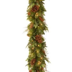 National Tree Company Decorative Collection 6 Ft. Juniper Mix Pine Garland With Warm White LED Lights-DC13-113L-6B-1S 300330534