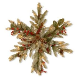 National Tree Company Decorative Collection Eucalyptus 32 In. Artificial Snowflake With Clear Lights-DC3-183L-32S 300182796