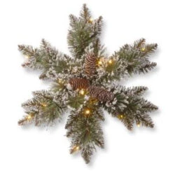 National Tree Company Glittery Bristle Pine 18 In. Artificial Snowflake With Battery Operated Warm White LED Lights-GB1-300L-18SB-1 300154636