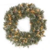 National Tree Company Glittery Bristle Pine 24 In. Artificial Wreath With Clear Lights-GB3-300-24W-1 300182822 -Christmas Decoration Store national tree company glittery bristle pine 24 in. artificial wreath with clear lights