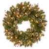 National Tree Company Glittery Mountain Spruce 24 In. Artificial Wreath With Battery Operated Warm White LED Lights-GLM1-300-24W-B1 300182871
