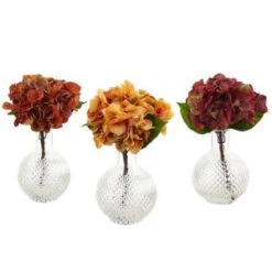 Nearly Natural 12 In. Autumn Hydrangea With Vase (Set Of 3)-4129-S3 206733617