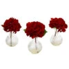 Nearly Natural 12 In. Red Hydrangea With Glass Vase (Set Of 3)-4895-S3 206585527 -Christmas Decoration Store nearly natural 12 in. red hydrangea with glass vase set of 3 4895 s3