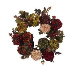 Nearly Natural 22 In. Artificial Wreath With Autumn Hydrangeas And Peony-4911 202510757