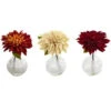 Nearly Natural 8 In. Dahlia With Decorative Vase (Set Of 3)-4130-S3 206585496 -Christmas Decoration Store nearly natural 8 in. dahlia with decorative vase set of 3 4130 s3