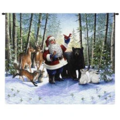 Pure Country Weavers 25.5 In. X 31 In. Santa In The Forest Jacquard Woven Wall Hanging-2395-WH 206814752