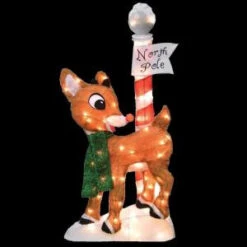 Rudolph 32 In. LED 2D Pre-Lit Yard Art, North Pole-90308_THD 206953994