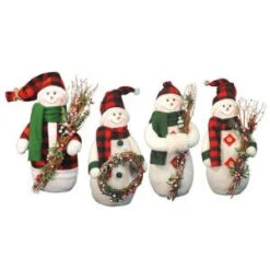Santa's Workshop 12 In. Plaid Snowmen With Christmas Twigs (Set Of 4)-2630 206457039