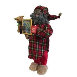 Santa's Workshop 15 In. African American Pajama Claus With Teddy Bear-9984 207146941