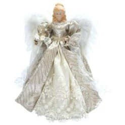 Santa's Workshop 16 In. Angel Tree Topper Silver Elegance With Harp-3032 206457050