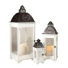 White Wood And Metal Lantern (Set Of 3)-2000400 206576199 -Christmas Decoration Store white wood and metal lantern set of 3 2000400