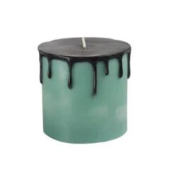 Zest Candle 3 In. X 3 In. Halloween Drip Turquoise Pillar Candle (12-Box)-9FF37BLZ_12 203670289