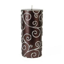 Zest Candle 3 In. X 6 In. Brown Scroll Pillar Candle Bulk (12-Case)-CPS-006_12 203363193