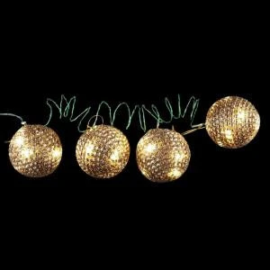Christmas Decoration Store -Christmas Decoration Store 4 in. 36 light led gold tinsel wire ornaments 4 pieces nl11 1wy036 a